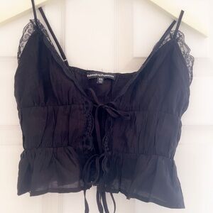 PAC sun third Charm Black Lace Trim Camisole Top